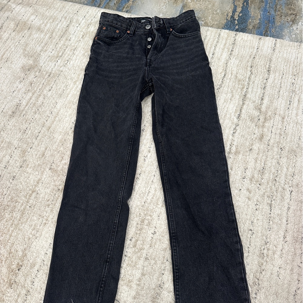 🚫SOLD🚫Zara Black High Waist Straight Leg Jeans - Picture 6 of 11